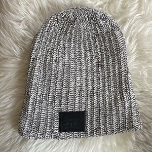 Love Your Melon Light Gray & Black Beanie with Black Patch